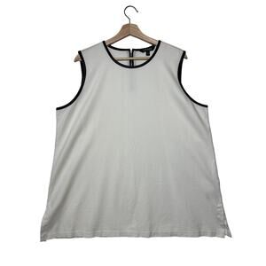 Lauren Ralph Lauren Sleeveless Tank Top Cream Faux Leather Trim Sz XXL Office
